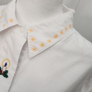 Vintage‎ Jennifer Moore Women's White Holiday Blouse Size 18 Plus